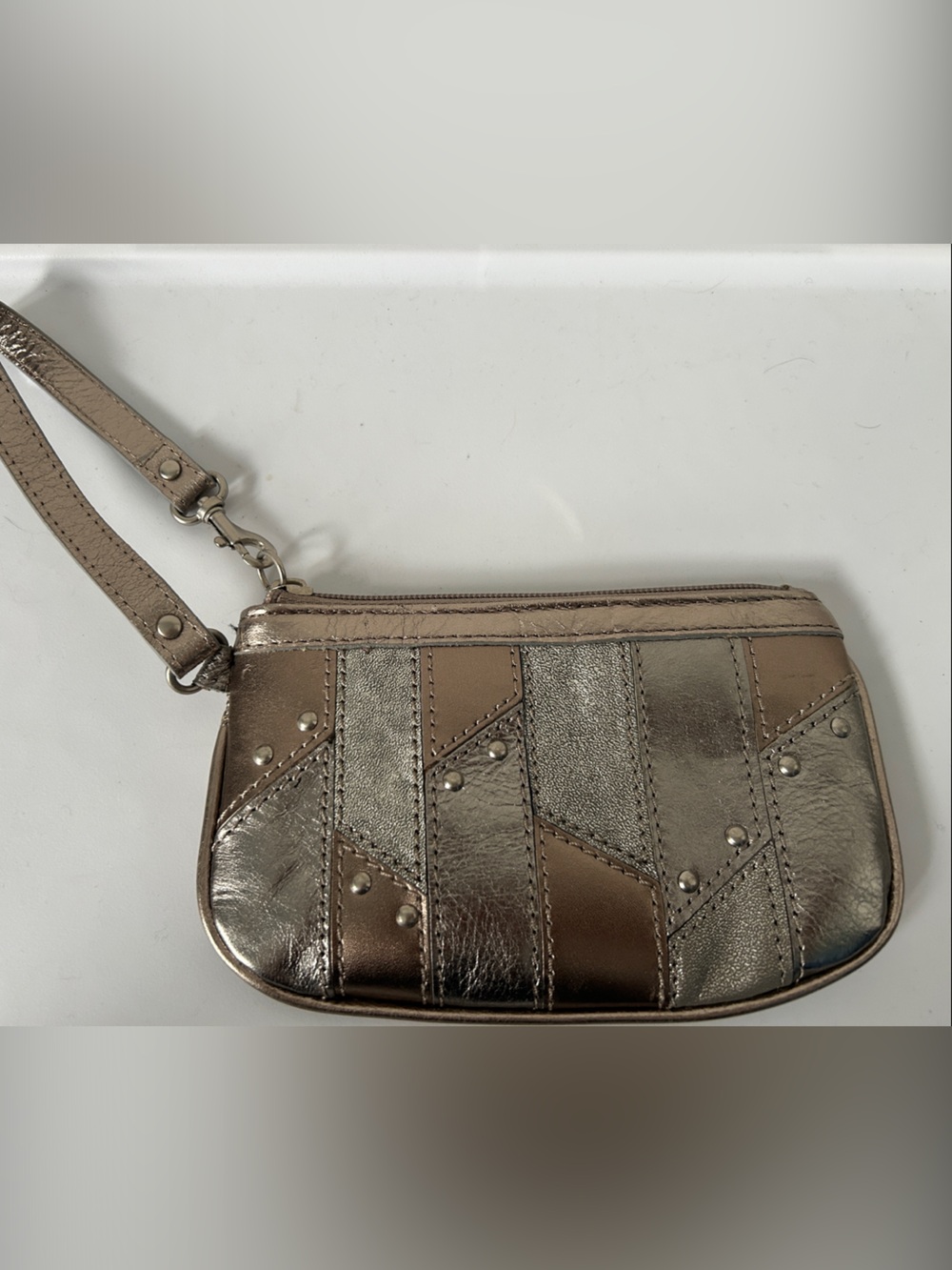 FOSSIL Metallic Patchwork Wristlet Clutch - gold /silver
